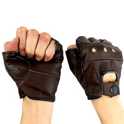 Last Punch Brown Fingerless Sport Weightlifting Workout Gloves S-XXL