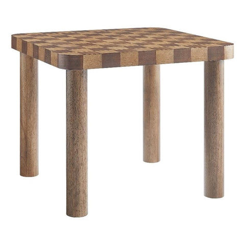 Modway Oscar 36 Inch Square Checkered Dining Table in Walnut and Dark Walnut – Retro Wood Veneer Checkered Kitchen Table for 2–4 People with Inlaid Game Board