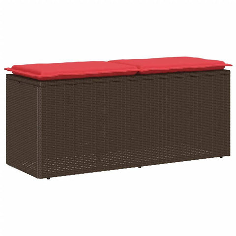 vidaXL Patio Bench with Cushion Brown 43.3"x15.7"x17.3" Poly Rattan, Garden Bench, Garden Bench seat, Garden loveseat, Outdoor Bench, Park Bench