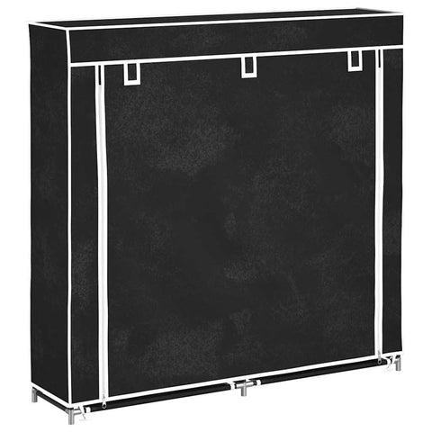 vidaXL Double 5-Tier Shoe Cabinet with Non-woven Cover and Wall Attachment, 45x11x43 inches, Dust-free Shoe Storage Solution, High Capacity, Black