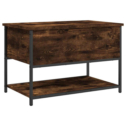 vidaXL Storage Bench in Smoked Oak - 27.6"x16.7"x18.5" Engineered Wood with Metal Frame - Versatile Hallway/Shoe Bench with Ample Storage