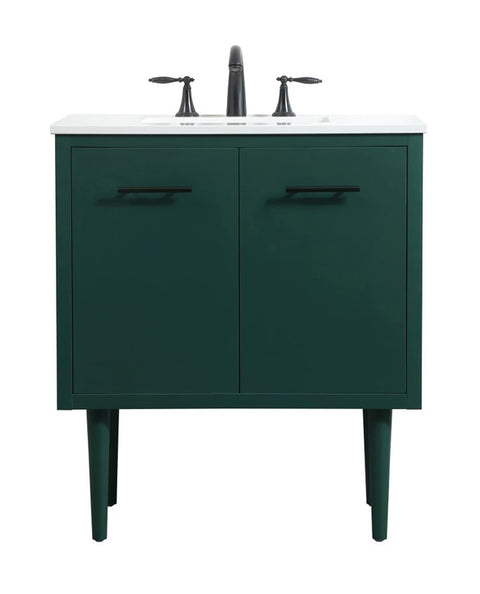 Elegant Decor Indoor Modern Under Sink Bathroom Fixtures Storage Organizer Cabinet 30 inch Single Bathroom Vanity - Green