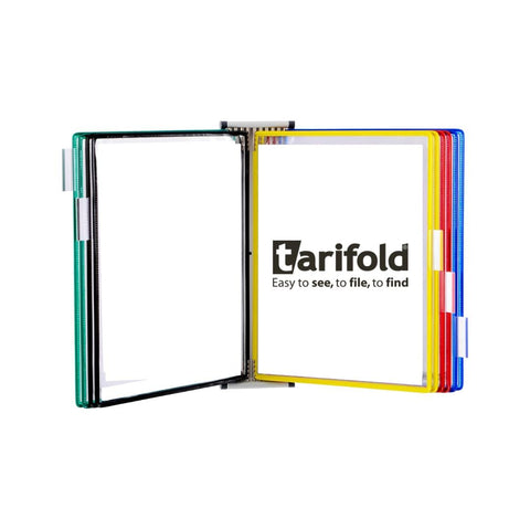 Tarifold DJOIS Wall Mount Reference System - Durable Steel Wire Frames - Letter-Size -10 Double-Sided Display Pockets - 20 Sheet Capacity - Adjustable Tabs - Made in France - Assorted Colors