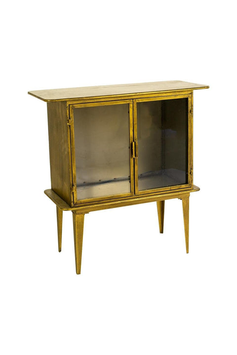 KALALOU CLL2547 Antique Brass and Glass Two Door Cabinet