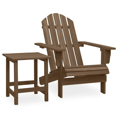 vidaXL Garden Adirondack Chair with Table Solid Fir Wood Brown Ergonomic Design Weather Resistance Outdoor Furniture Seating Set Wooden Chairs Patio Armchair