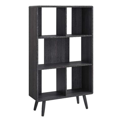 Modway EEI-5743-CHA Transmit 5 Shelf Wood Grain Bookcase, Charcoal