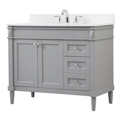 Elegant Decor Indoor Modern Under Sink Bathroom Fixtures Storage Organizer Cabinet 42 inch Single Bathroom Vanity - Grey with backsplash