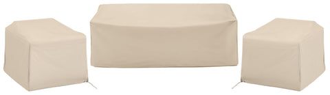 3Pc Outdoor Furniture Cover Set Tan - 2 Chairs & 1 Sofa