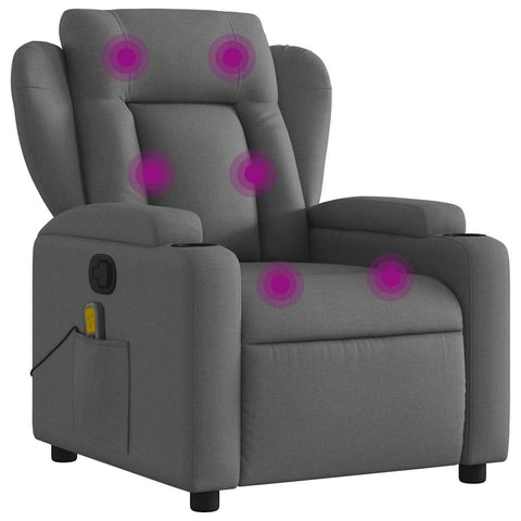 vidaXL Massage Recliner Chair, Adjustable Reclining Armchair for Elderly, Wingback Recliner for Home Theater Cinema, Modern Style, Dark Gray Fabric