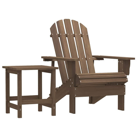 Oakestry Adirondack Garden Chair with Table Brown Solid Fir Wood, Ergonomic Outdoor Patio Seating 27.4 x 34.1 x 35.2 in