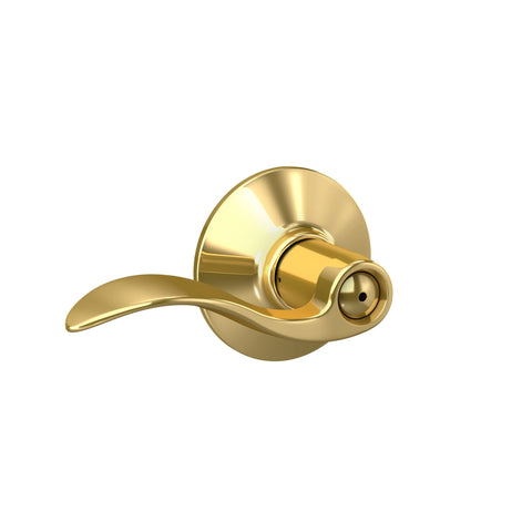 Schlage F40 V ACC 605 Accent Door Lever, Bed & Bath Privacy Lock, Bright Brass