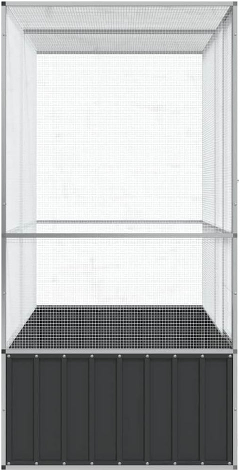vidaXL Aviary Bird Cage - 82.9"x42.1"x83.5" Galvanized Steel | Spacious Parrot Budgie Habitat with Lockable Door & Mesh Grid for Indoor/Outdoor Use