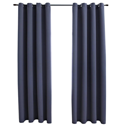 vidaXL Curtains 2 Pcs, Blackout Curtains for Bedroom Living Room, Window Blinds with Rings, Darkening Curtains Drapery, Anthracite Fabric