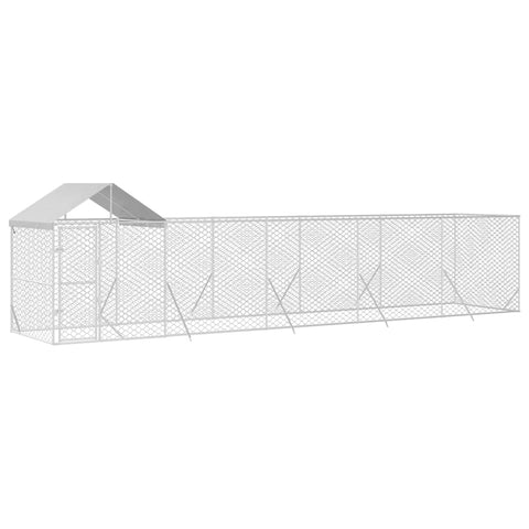 vidaXL Outdoor Dog Kennel Roof Silver 10 x 2 x 2.5 m Galvanised Steel