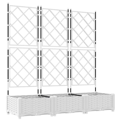 vidaXL Garden Planter 3 pcs White 47.24 x 15.75 x 49.41 in Steel, Modern Steel Planter for Garden & Terrace, Tough Outdoor Pot, Perfect Patio Decor Accent