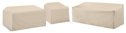 3Pc Outdoor Sectional Furniture Cover Set Tan - Chair, Loveseat, & Sofa