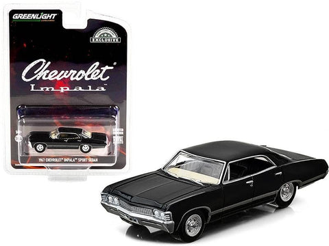 Greenlight 1/64 Chevrolet Impala Sport Sedan 1967 Black Greenlight Chevrolet Impala Tuxedo Black Mini Car