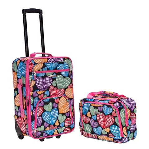 Rockland Fashion Softside Upright Luggage Set, Expandable, Pink Dots, 2-Piece (14/19)
