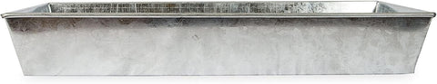 Oakestry Antique Galvanized Steel Rectangular Plant Tray Tapered Sides for Repotting, Seedlings and Home Décor- 20"