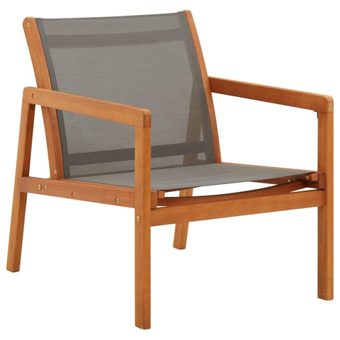 vidaXL Solid Eucalyptus Wood Gray Lounge Chair - Stylish Outdoor Weather-Resistant Patio and Garden Furniture with Breathable Textilene, Easy Assembly