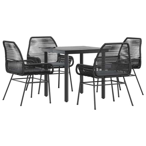 vidaXL 5-TLG Garden Dining Set with Black PE Rattan Glass Cushion, Outdoor Dining Group, Terrace Dining Set, Garden Dining, Patio Dining Room