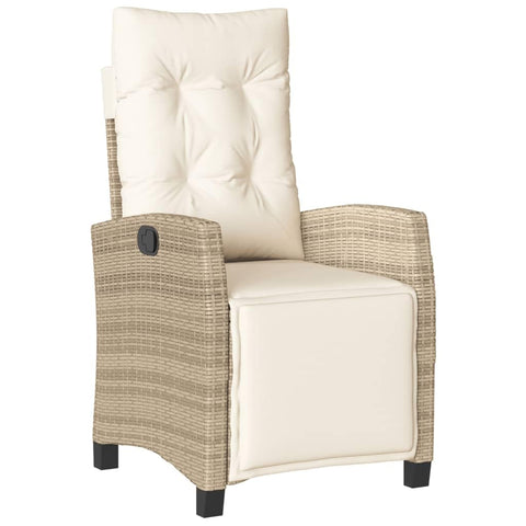 vidaXL Reclining Garden Chair Beige PE Rattan Adjustable Footrests