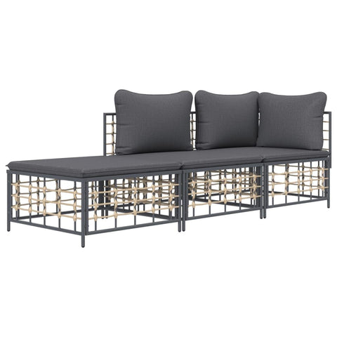 vidaXL Patio Furniture Set 6 Piece, Sectional Sofa with Coffee Table, Wicker Furniture Set with Cushions for Porch Garden, Anthracite Poly Rattan