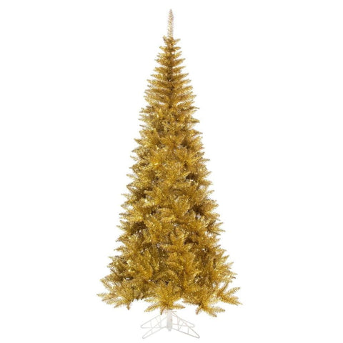 Vickerman 729816-4.5' x 24" Slim Gold Tinsel 400 Tips Christmas Tree Christmas Tree (K235345)