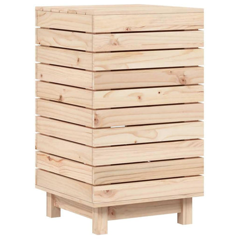vidaXL Laundry Basket, Laundry Hamper with Lid, Wooden Clothes Hamper for Laundry Room Bathroom Bedroom, Washing Bin, Solid Wood Pine