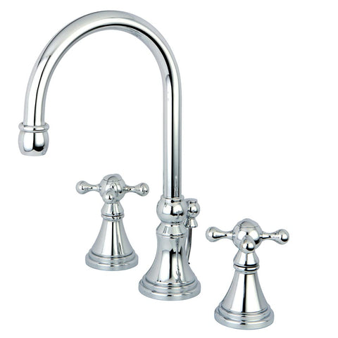 Kingston Brass KS2981KX Governor Widespread Lavatory Faucet with Brass Pop-Up and Knight Cross Handle, Polished Chrome
