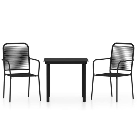 vidaXL Patio Dining Set 3 Piece, Outdoor Dining Set for 2, Table and Chair for Garden Backyard Balcony, Dining Chair Patio Table, Black