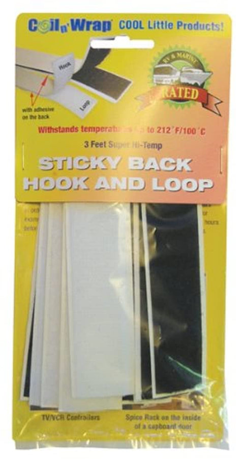AP Products Coil n' Wrap 71 Hook and Loop with High Temperature 3' Sticky, Black