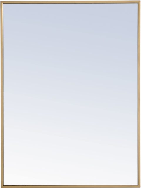 Elegant Decor Monet 32" x 24" Rectangle Metal Frame Mirror in Brass