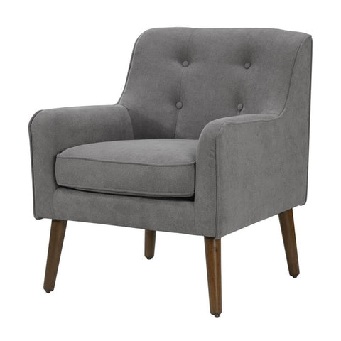 Ryder Mid Century Modern Gray Woven Textile Fabric Tufted Armchair