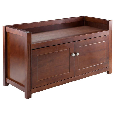 Oakestry Charleston Storage Bench Walnut Spacious Interior Storage Comfortable Padded Seat Traditional Design Solid Wood Construction Sturdy Frame Ideal for Entryways Hallways Bedrooms or Living Room