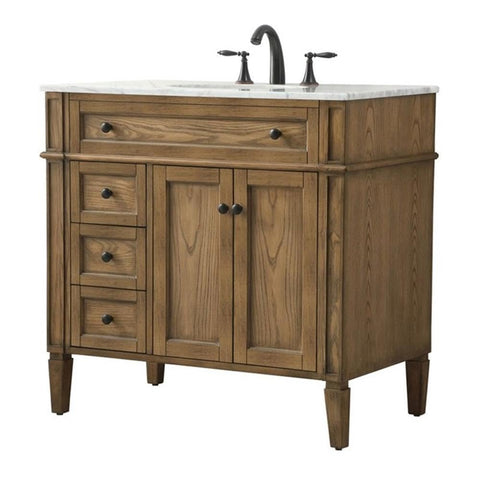 Elegant Decor Park Avenue 36" Aluminum MDF Single Bathroom Vanity in Driftwood