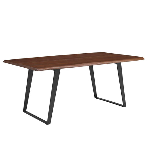 Modway Viggo 74" Live Edge Acacia Wood Rectangular Dining Table in Black Walnut
