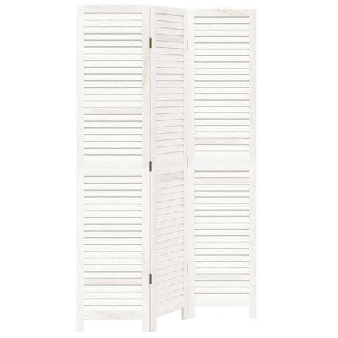 vidaXL Room Divider 3 Panels, Privacy Screen, Room Separator for Bedroom Office, Foldable Room Partition, White Solid Wood Paulownia