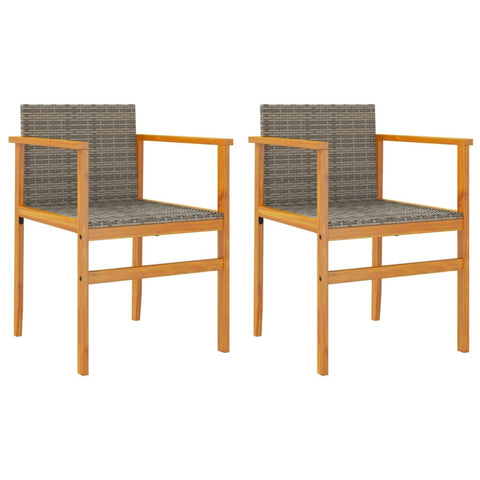 vidaXL Patio Chairs Outdoor Garden Furniture - 2 Pcs Gray Poly Rattan & Solid Wood - Comfortable, Durable, UV-, 21.7"x21.7"x30.7", Weather-