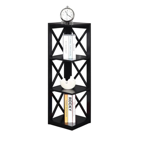 Convenience Concepts Oxford 3 Tier Corner Bookcase, Black