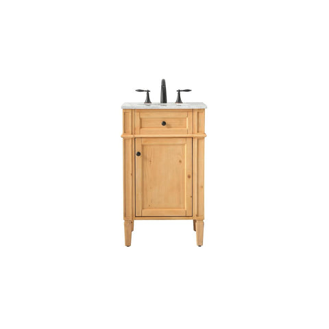 Elegant Decor Park Avenue 21" Aluminum MDF Single Bathroom Vanity - Natural Wood