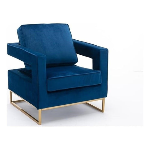 Adadon Velvet Upholstered Arm Chair - Navy Blue