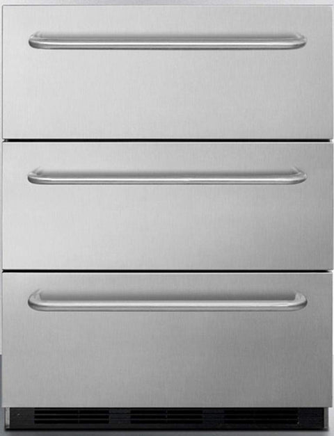Commercially approved built-in three-drawer stainless steel refrigerator with auto defrost