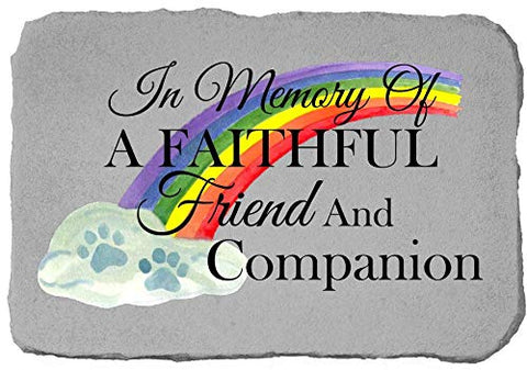 Kay Berry in Memory of a Faithful Friend and Companion Fused Glass 15"x10" Pet Memorial Stone with Colored Rainbow