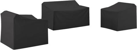 3Pc Outdoor Furniture Cover Set Black - Loveseat & 2 Chairs
