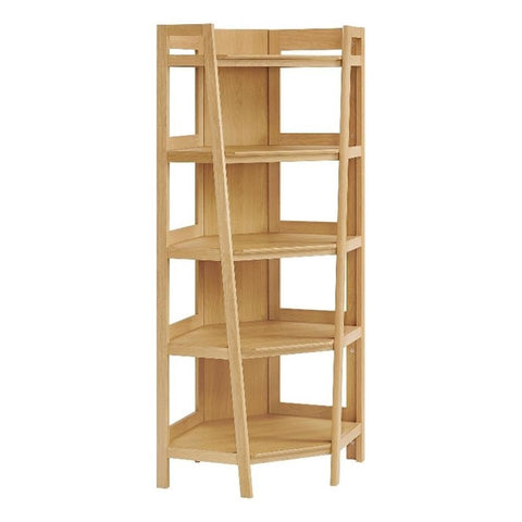 Modway Bixby 71'' Tall Corner Bookshelf in Oak - 5-Tier Wood Bookcase with Open Shelves for Living Room, Bedroom, Or Home Office
