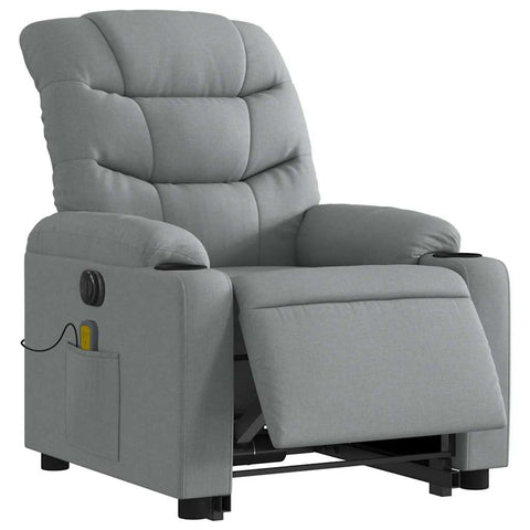 vidaXL Electric Massage Recliner Chair-Light Gray Fabric-Power Lift-Elderly-Footrest-Backrest Adjustment-Home Comfort
