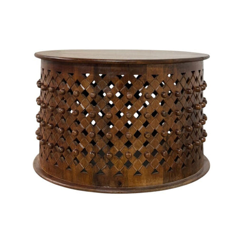 Artisan 30 In  Lattice Weave Mango Wood Coffee Table - Chestnut