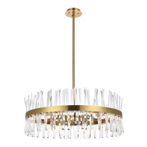 Elegant Lighting Serephina 32" Round Iron Crystal Chandelier Light in Satin Gold
