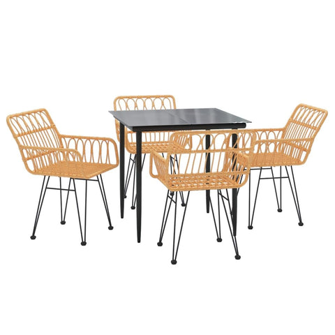 vidaXL 5 Piece Patio Dining Set in Poly Rattan with Steel Frame, Brown, 3157846